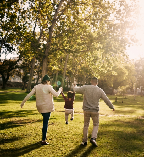 A family walking in the park